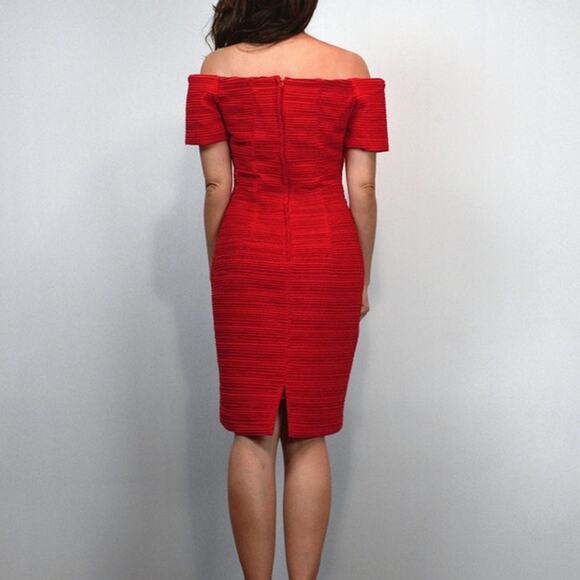 NWT Vintage Cache Red off shoulder ruched sexy dress size medium - Picture 2 of 16